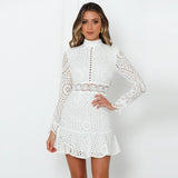 Elegant White Long Sleeve Dress